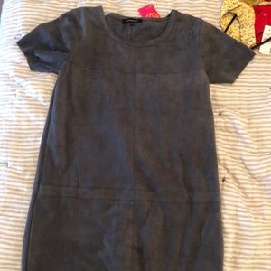 Charcoal suede shift dress